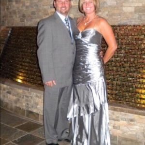 Silver formal strapless/spaghetti strap dress